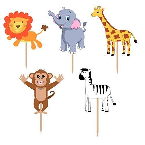 Party Propz Happy Birthday Foil Balloon-Set Of 5 Animal Foil Balloons|Balloon Decoration For Birthday|Cow Foil Balloon|Jungle Theme Balloons For Decoration| Happy Birthday Decoration Kit||Multicolor