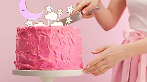 Party Propz Cloud And Moon Birthday Cake Topper -9pcs Pink, Cake Toppers Item Kit For Girls Kids, Half, 1st | Cake Toppers For Cake Decoration | Cake Toppers Birthday For Girls | Cake Decoration Items