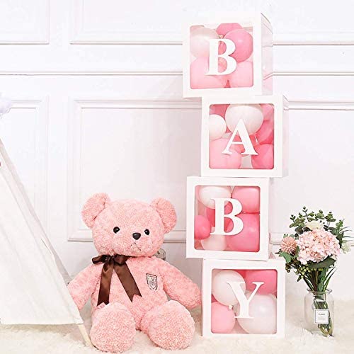 Party Propz Balloon Box for Baby Shower, 1st Birthday Decorations for s or s, Naming Ceremony, Half, 2nd, 3rd Bday, Cake Smash, Balloon Supplies - 4 Pieces in 1 Set ,Paper