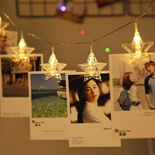 Party Propz 20 Star Photo Clip Fairy Lights for Outdoor,Indoor, Anniversary, Birthday,Diwali, Christmas Decoration,Valentine Gifts Girlfriend, Boyfriend, Bedroom,Home Photos Light Decor