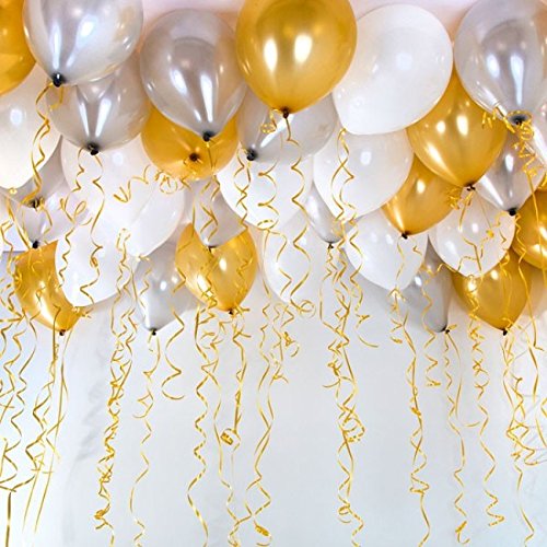 Party Propz Golden Curling Ribbons for Balloons- Set of 6 Pcs | Ribbons for Gift Wrapping | Balloon Curling Ribbon for Decoration | Curling Ribbon for Party,Gifts and Crafts | Metallic Curling Ribbon