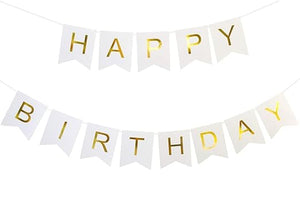 Party Propz Happy Birthday Banner(White) / Happy Birthday Decoration/Happy Birthday Party Supplies/Birthday Banner for Party