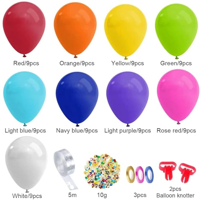 Party Propz Rainbow Decoration Items - 88 Pcs, Multicolour Balloons For Decoration | Rainbow Theme Balloon Decoration Kit | Birthday, Babyshower, Anniversary | Bride To Be, Happy Birthday Balloons