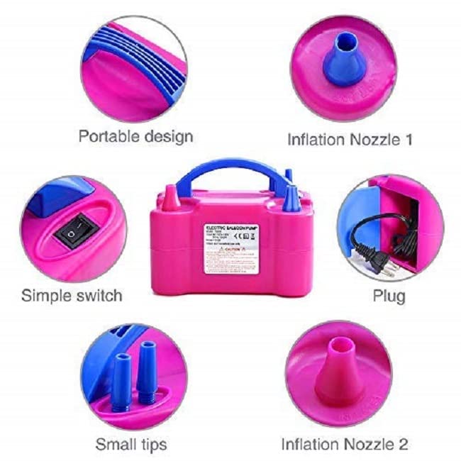 Party Propz Balloon Pump Machine - 6pc Electric Balloon Pump Machine with Curling Ribbons/Air Pump for Balloon Electric/Balloon Inflator/Electric Pump for Balloons/Glue Dot/Balloon Machine