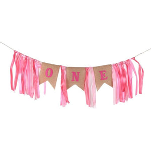 Party Propz Pink I am One Burlap/Jute Banner with Tassels for 1st Birthday Decoration Girl/Girls 1st Birthday Decoration/First Birthday Decorations Girl