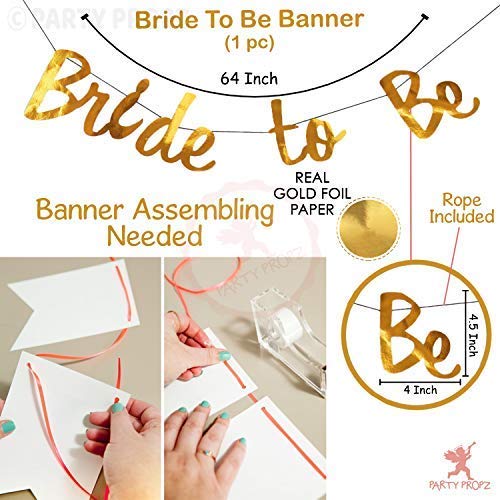 Party Propz Rose Gold Bride To Be Banner- 1 Pc Bachelorette Party Decoration | Bride To Be Decoration Set Combo | Bridal Shower Decorations Kit | Bachelorette Party Decorations For Bride