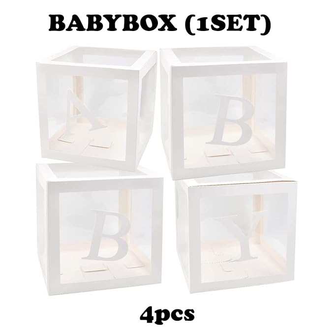 Party Propz Balloon Box for Baby Shower, 1st Birthday Decorations for s or s, Naming Ceremony, Half, 2nd, 3rd Bday, Cake Smash, Balloon Supplies - 4 Pieces in 1 Set ,Paper