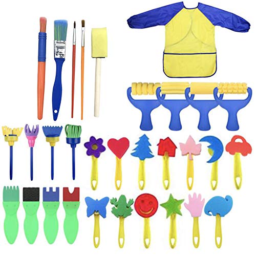 Party Propz Paint Brushes Set for Toddler Kids Early Learning Toys Paints sponges Crafts Materials/Art Supplies/Watercolor Painting/Artist Kit/3 4 5 6 7 8 Years Gifts nontoxic-100% Baby SafeWashable