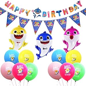 Party Propz Baby Shark Birthday Decorations - 15Pcs Birthday Decoration Kit | Baby Shark Theme Birthday Decorations | Birthday Decoration Theme For Kids | Baby Shark Balloons For Birthday Decoration