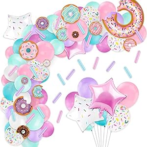 Party Propz Donut Theme Birthday Decorations - 87Pcs Donut Balloons for Birthday Combo Kit | Pastel Balloons for Birthday | 1st Birthday Decoration for | Birthday Decoration for Kids | Candy Theme