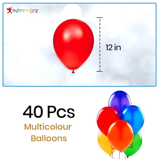 Party Propz Happy Birthday Decoration Kit- 43Pcs Multicolour latex Balloon Decoration For Birthday, Crepe cardstock Backdrop/ Rainbow Theme Birthday Decorations