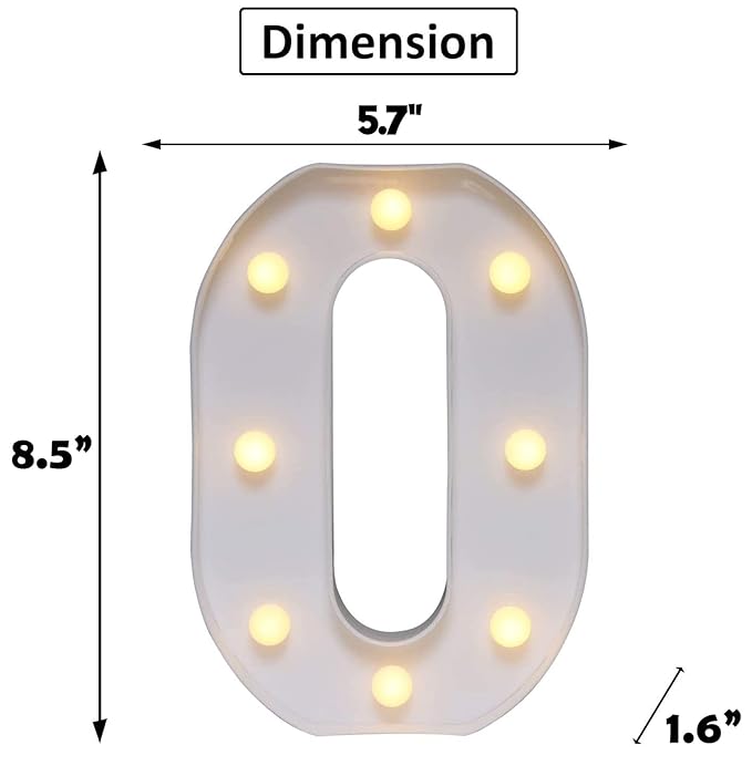 Marquee Number Light Letters for Room Decor Lights - (0) Led Lights for Room Decoration - Asthetic Decorations Number Light for Room Decor Light/Kids Room Decor Items for Number Lights