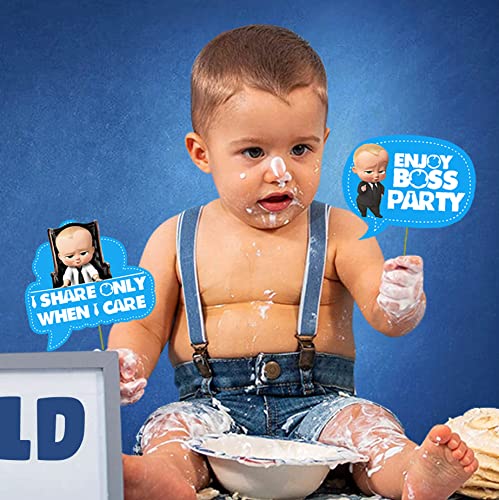 Party Propz Boss Baby Birthday Decoration for Baby Boy - 1 Set of 18Pcs Boss Baby Photo Booth for Birthday Decorations for Boys -Boss Baby Theme Decorations 1st Birthday