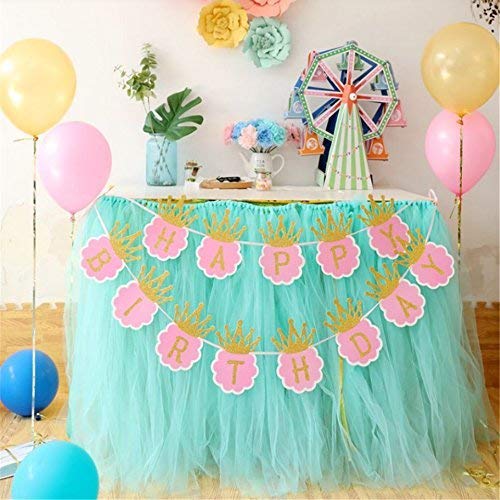 Party Propz Happy Birthday Banner - Unicorn Happy Birthday Banner (Cardstock)|Happy 1St Birthday Banner|Glitter Happy Birthday Banner|Happy Birthday Banner for Girls|Birthday Decoration Items, Pink