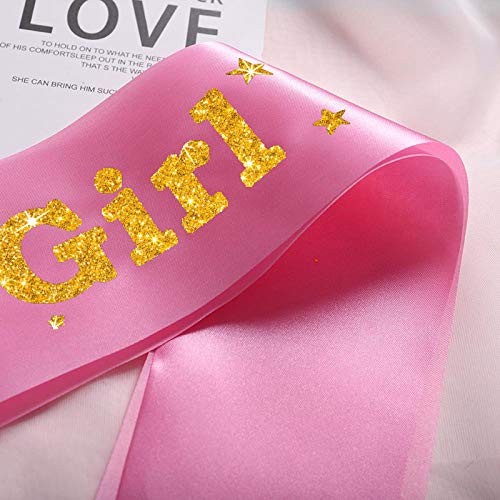 Party Propz Satin Happy Birthday Girl Satin Sash Unicorn, Princess, Mermaid Glitter Letters for Women, Girls, Adult, Baby, Mommy Bday Party for 13th, 16th, 21st, 30th, Any Age Decorations (Pink, Red)