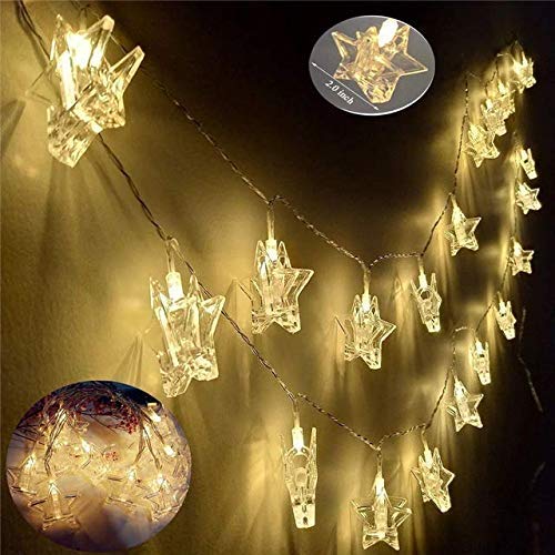 Party Propz 20 Star Photo Clip Fairy Lights for Outdoor,Indoor, Anniversary, Birthday,Diwali, Christmas Decoration,Valentine Gifts Girlfriend, Boyfriend, Bedroom,Home Photos Light Decor