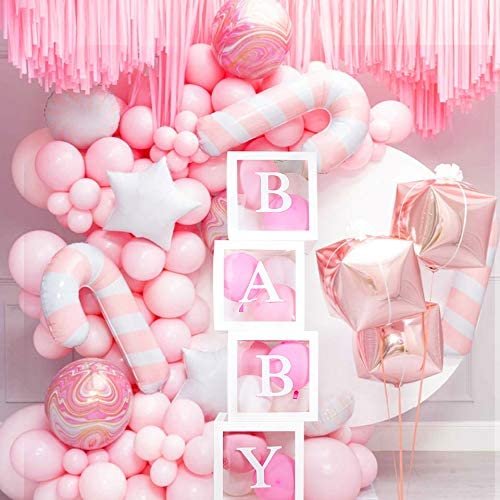 Party Propz Balloon Box for Baby Shower, 1st Birthday Decorations for s or s, Naming Ceremony, Half, 2nd, 3rd Bday, Cake Smash, Balloon Supplies - 4 Pieces in 1 Set ,Paper