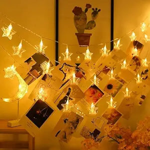 Party Propz 20 Star Photo Clip Fairy Lights for Outdoor,Indoor, Anniversary, Birthday,Diwali, Christmas Decoration,Valentine Gifts Girlfriend, Boyfriend, Bedroom,Home Photos Light Decor