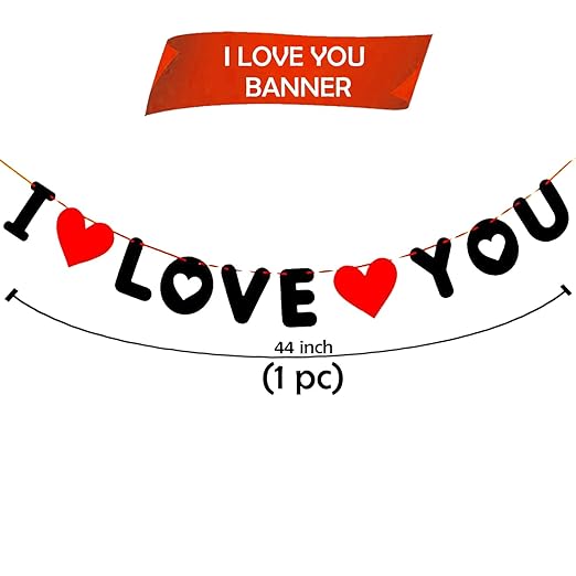 Party Propz I Love You Banner - Love You Banner | Love Banner Decoration | I Love U Decoration Items | Happy Birthday Banner | Anniversary Love Decoration | Anniversary Decoration Items For Room