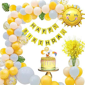 Party Propz Sunflower Theme Birthday Decorations Kit - 74Pcs Combo- 1st Birthday Decoration For Girls, 2nd Birthday Decoration Items For Girls, Half Birthday Decorations, Birthday Decoration For Kids