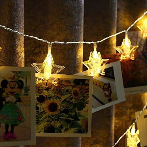 Party Propz 20 Star Photo Clip Fairy Lights for Outdoor,Indoor, Anniversary, Birthday,Diwali, Christmas Decoration,Valentine Gifts Girlfriend, Boyfriend, Bedroom,Home Photos Light Decor