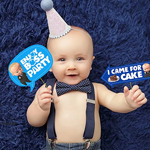 Party Propz Boss Baby Birthday Decoration for Baby Boy - 1 Set of 18Pcs Boss Baby Photo Booth for Birthday Decorations for Boys -Boss Baby Theme Decorations 1st Birthday