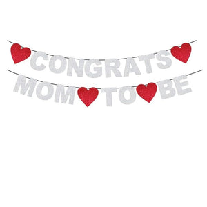 Party Propz Congrats Mom to Be String Banner (Cardstock) - 1Pc Baby Shower Party Supplies | Baby Shower Party Decoration | Baby Shower Decoration at Home | Baby Shower Props | Baby Shower Decoration