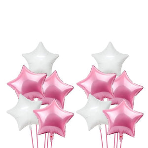 Party Propz 10Pcs 18" Pink and White Star Foil Balloons for Birthday | Anniversary | Wedding Party Decoration