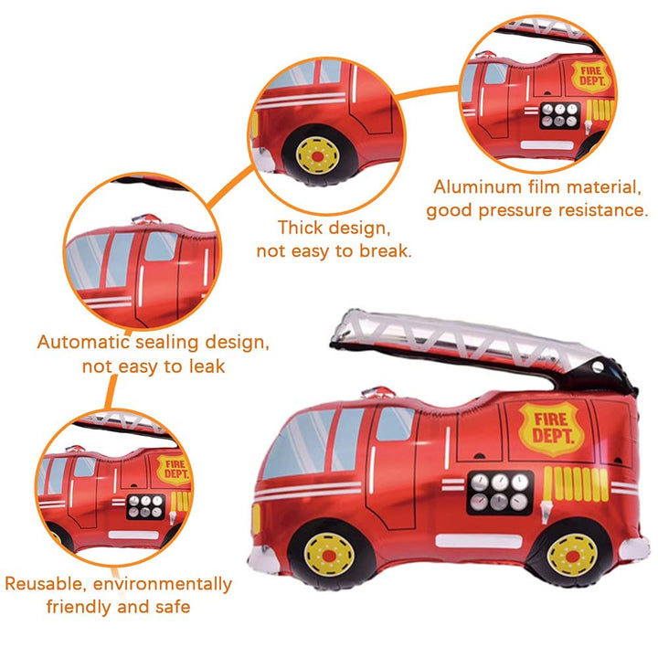 Party Propz Birthday Party Decoration Boys Vehicles Foil Balloons Train Police Car School Bus Fire Truck Ambulance for Kids Boys Birthday - Set of 6(multi)