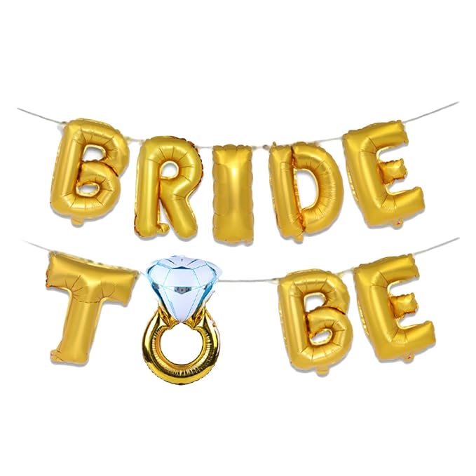 Party Propz Golden Bride to Be Foil Banner (cardstock) - Bride to Be Decoration Set Combo | Bachelorette Party Decorations | Bride to Be Ring Foil Banner | Bride to Be Decoration