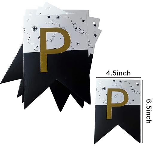 Party Propz Black And White Happy Birthday Banner 1Pc For Kids Adult Party Decoration