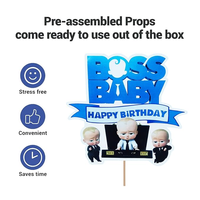 Party Propz Boss Baby Theme Birthday Decoration-1Pc Boss Baby Birthday Cake Topper|Toppers For Cake Decoration|Baby Boss Theme Birthday Decoration|Cake Topper|Boss Baby Theme Decorations 1St Birthday