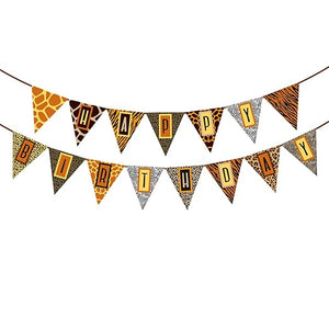 Party Propz Jungle Theme Happy Birthday Banner - 1Pc | Jungle Theme Birthday Decoration | Birthday Banner For Girls | Forest Theme Birthday Decorations | Animal Theme Birthday Decoration Items