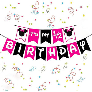 Party Propz Half Birthday Decorations For Baby Girl (Cardstock) Minnie Theme Its My Half Birthday Banner | 6 Months Birthday Decorations For Girl | Half Year Birthday Decorations For Girls