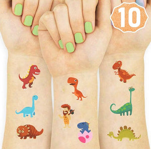 Party Propz Dinosaur Temporary Tattoos for Kids, Fake Children's Dino Tattoos Colourful Temporary Dinosaur Tattoo for Boys Kids Dinosaur Birthday Party Supplies Favors - Set of 10