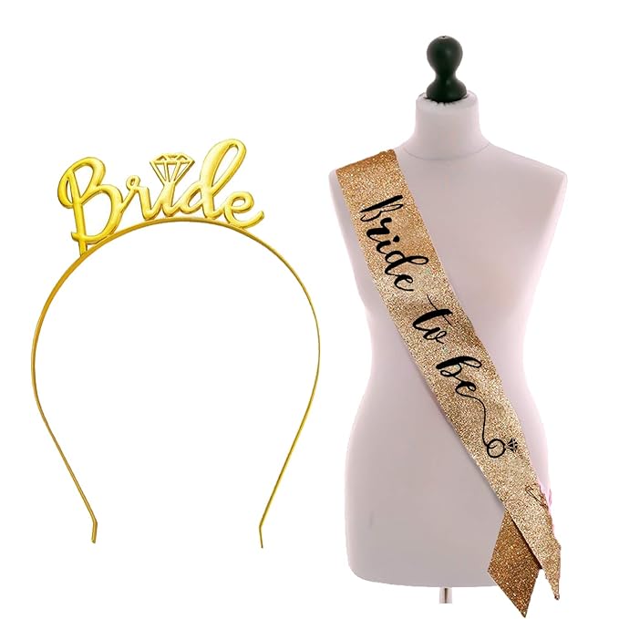 Party Propz Rubber Glittery Bride To Be Sash&Crown-Bachelorette Party Decorations|Bridal Shower Decorations|Bride To Be Decoration Set Combo|Bride To Be Accessories|Bride To Be Sash&Tiara