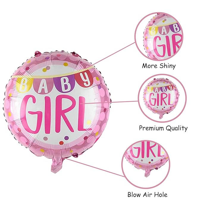 Party Propz Welcome Baby Girl Foil Balloon - Set Of 5 Welcome Baby Foil Balloons/Welcome Foil Balloon For Baby Shower Decoration, Multi