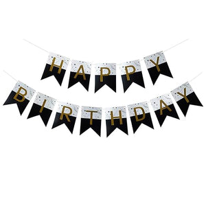 Party Propz Black And White Happy Birthday Banner 1Pc For Kids Adult Party Decoration