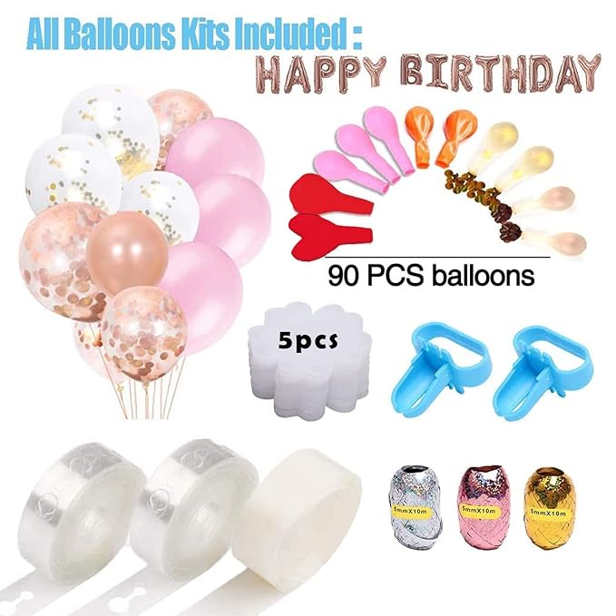 Party Propz Electric Balloon Pump Machine- Huge Combo of 103 Pcs, Air Pump for Balloon | Air Balloon Pump with Curling Ribbon | Balloon Machine Air Pump | Birthday Decoration Kit | Balloon Inflator Pump