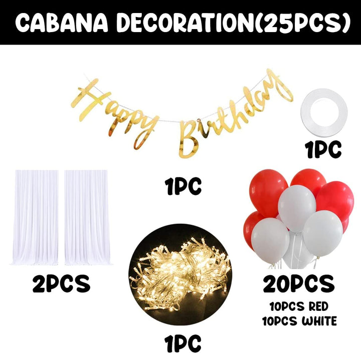 Party Propz Canopy Tent For Decoration-25Pcs Happy Birthday Decoration Items For Husband|Net Curtains For Birthday Decoration|Cabana Tent For Birthday Decoration|Background Decoration,Multicolor