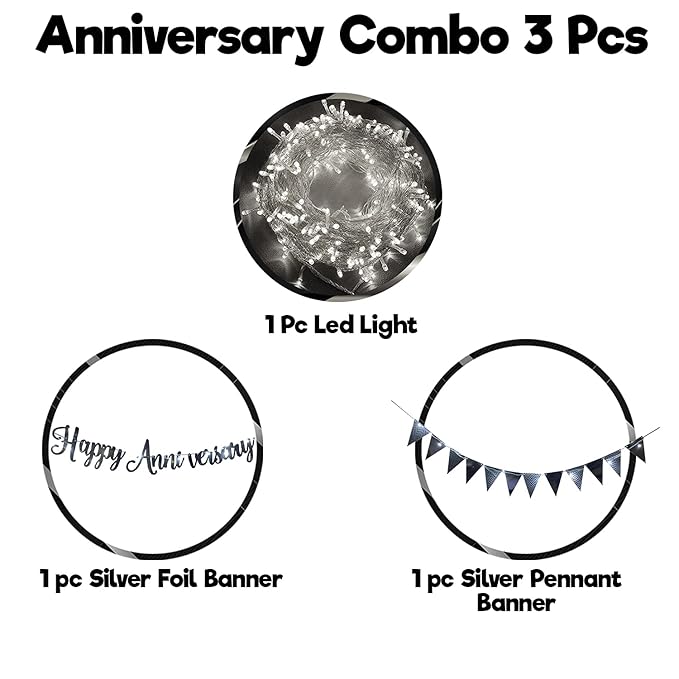 Party Propz Golden Anniversary Decoration Items - 4Pcs Wedding Anniversary Decoration | Happy Anniversary Banner | Happy Anniversary Cake Topper | Anniversary Decoration for Couple, Boyfriend, Husband