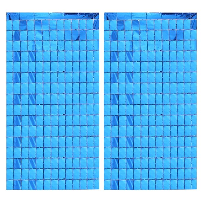 Party Propz Foil Curtains Decoration (Blue, 6ft x 2ft) -2Pcs