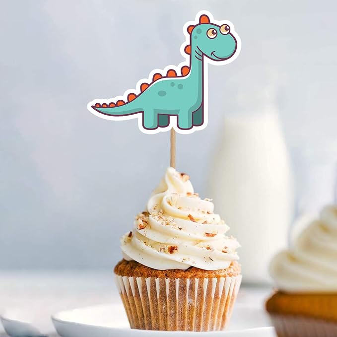 Party Propz Dinosaur Theme Cake Topper Decoration- 24Pcs For Kids|Dinosaur Theme Birthday Decorations|Cake Decoration Items|Dino Theme Cake Decoration Items|Dinosaur Cake Topper For Cake Decorations