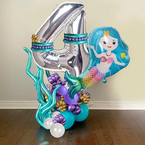 Party Propz Mermaid Theme Birthday Decorations-38 Pcs Mermaid Theme Foil Balloons Set|Mermaid Balloons For Happy Birthday Decoration|4Th Birthday Decoration For Girls|Happy Birthday Balloons,Multi