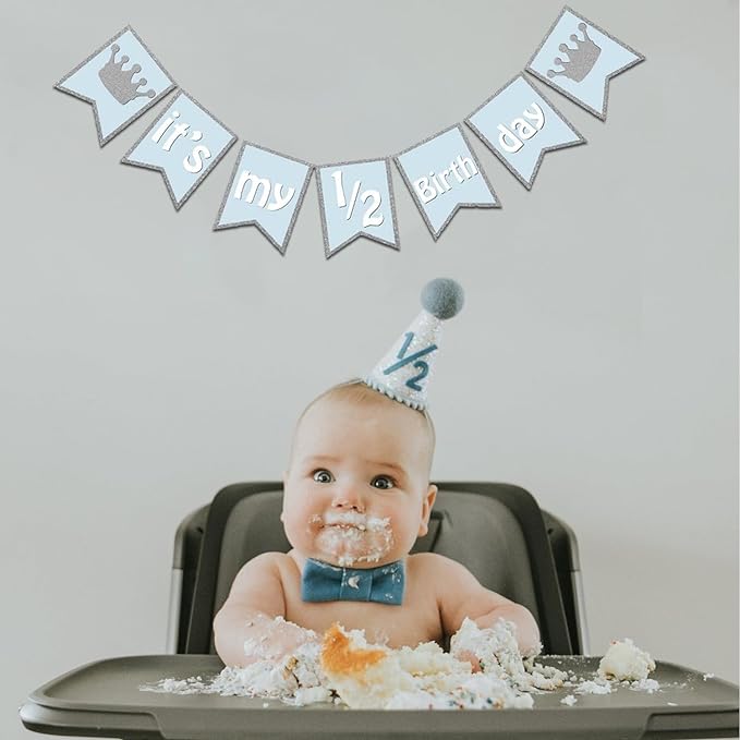 Party Propz Its My Half Birthday Banner(cardstock) - Set Of 1 Pc | Happy Half Birthday Banner(cardstock) | 1/2 Birthday Decorations for Boys | Half Months Bday Decorations for Boys, Kids | Decoration Items