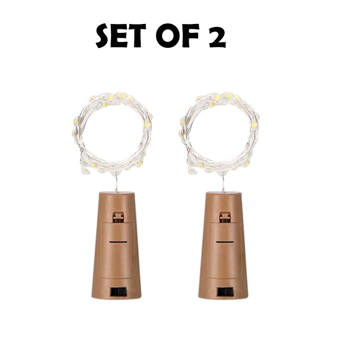 Party Propz Bottle Lights for Decoration - 2 Pcs Cork Lights for Bedroom Decoration | Bottle LED Lights | Lights for Home Decoration | Wedding Decoration Items for Home