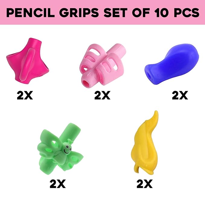 Party Propz Pencil Gripper For Kids Writing - 10Pcs Pencil Holder, Pen Holder Or Finger Grip Handwriting Pencil Grip Holder For Beginner, Kids 3 Years, preschoolers/Pen Holder For Kids