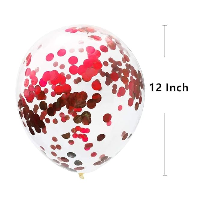 Party Propz Red Confetti Balloons For Decoration - 15Pcs Confetti Balloons Red/Pre Filled Confetti Balloons