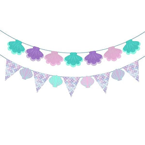 Party Propz Mermaid Theme Happy Birthday Banner - Mermaid Shell Character Birthday Banner | Mermaid Theme Birthday Decorations | Kids Birthday Decoration | Birthday Banner For Girls | Cute Birthday Banner (Cardstock)