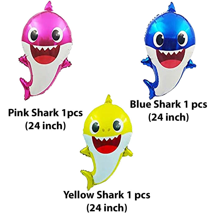 Party Propz foil Baby Shark Theme 2Nd Birthday Decoration Items - 5Pcs Combo|2Nd Birthday Decorations For Girls|Shark Balloons|Second Birthday Decoration For Boys|Baby Birthday Decorations,Multicolor